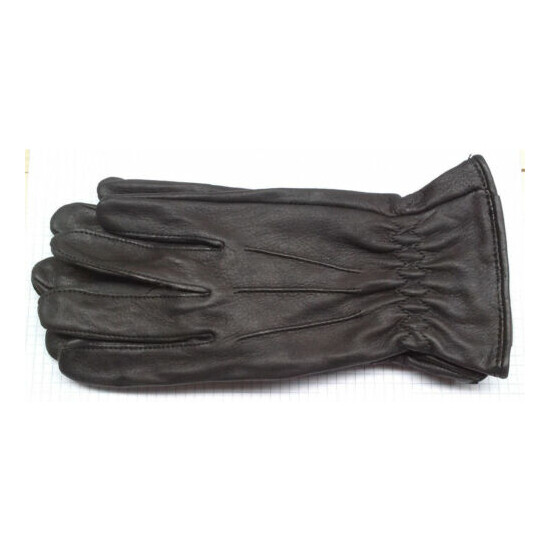 Men's Luxury Fashion Deerskin Dress Gloves Lined 40gr. Thinsulate Brown & Black image {3}
