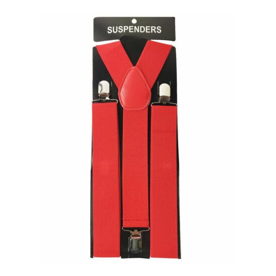 12x Assorted Colors Mens Clip-on 1.5" WIDE Suspenders Elastic Y-Shape Suspender image {2}
