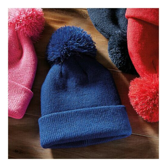 Childrens Bobble Hat Beanie Hat Reflective Warm Winter Kids Childs Boys Girls image {4}