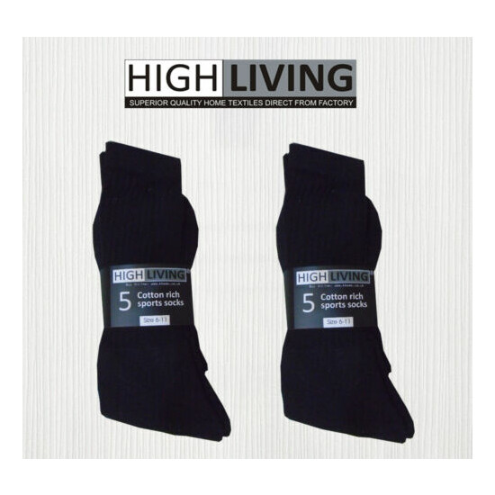 15 Pairs of Mens Sport Socks Cushion Sole Black White Grey Cotton Rich Size 6-11 image {3}