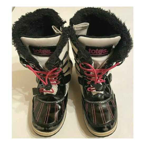 TOTES WINTER BOOTS KID GIRLS BLACK/WHITE/PINK style:KYLIE BLACK size 1M image {5}