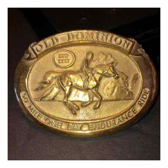 Vintage VTG 50 Mile One Day Endurance Horse Ride Trophy Award Belt Buckle image {1}
