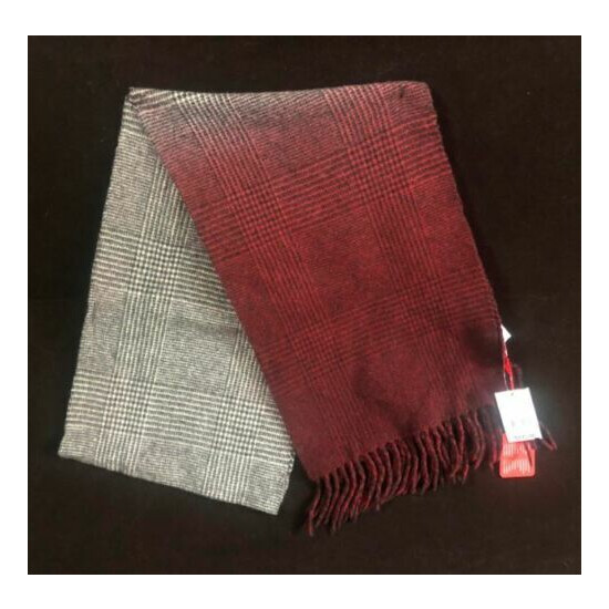 Bloomingdale's Altea Unisex Lana Wool Houndstooth Ombre Scarf, Grey / Red - $145 image {1}