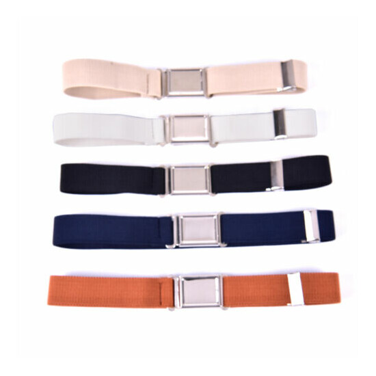 Elastic Solid Color Canvas Belts Boys Girls Elastic Belt Adjustable for Ki~bp image {2}