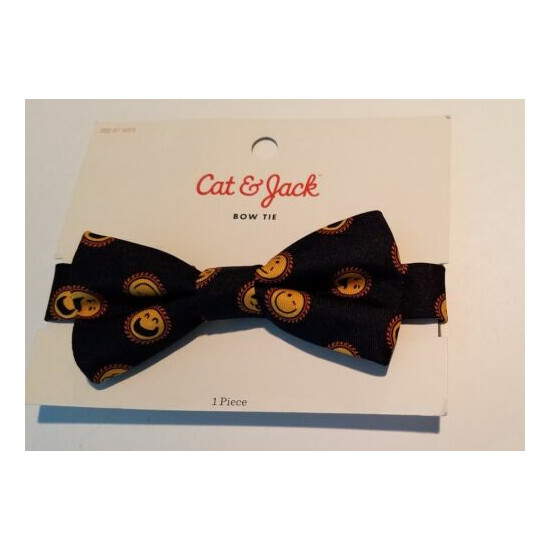 Toddler Boys Cat & Jack Brand Black & Yellow Smiley Face Adjustable Bow Tie image {1}
