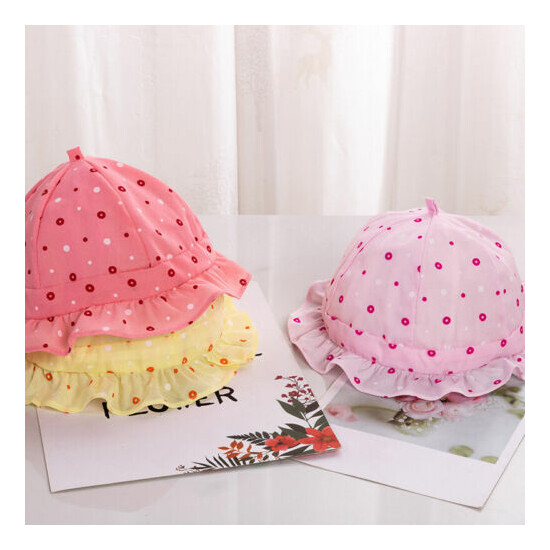 Baby Girls Floppy Sun Hat with Wide Brim Polka Dot Sun Protection Cap Summer image {3}