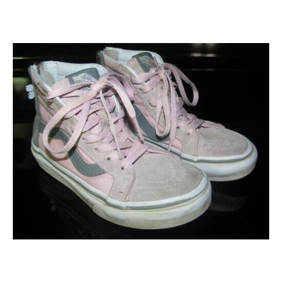 Vans of The Wall Girls Pink Gray High Top Sneakers Shoes Zipper Back Size 11 NWT image {1}
