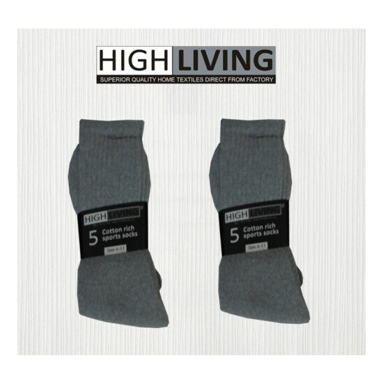 15 Pairs of Mens Sport Socks Cushion Sole Black White Grey Cotton Rich Size 6-11 image {4}
