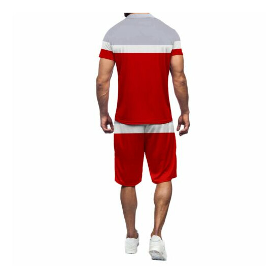 Mens Fashion Short Sleeve T Shirt And Shorts Set Summer 2 Piece Outfit image {3}