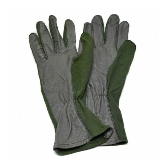 Genuine Dutch army combat gloves leather aramid fibre AirForce military Nomex OD image {3}