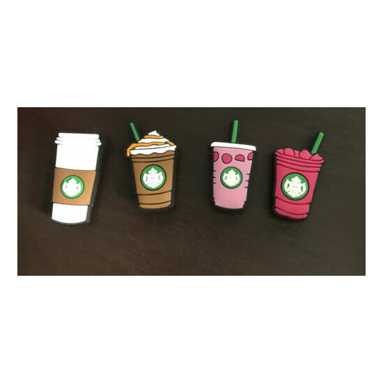 Unisex shoe charms: "Starbux Drinks ” Pack . Fits All Croc Shoes! image {1}
