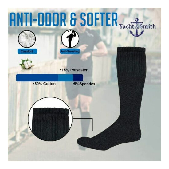 Mens Athletic Cotton Tube Socks, Bulk Pk Referee Socks,Size 13-16, 24 Pk Black image {4}