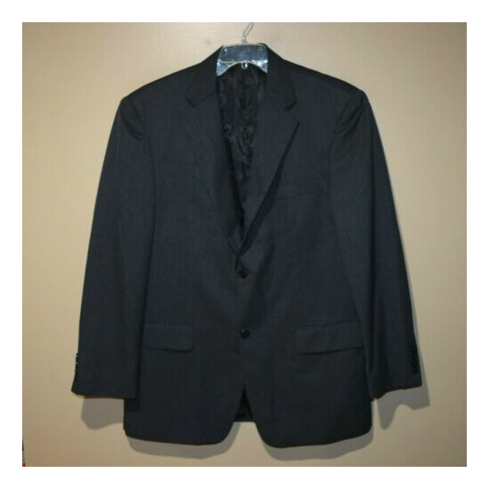 HAGGAR Mens Blazer Jacket Sportscoat Size 44L Gray 2 Button EUC image {1}