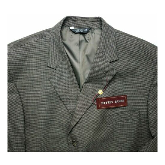 NEW Jeffrey Banks Mens 52L Blazer Brown Black Wool 3 Button Suit Jacket Coat image {1}