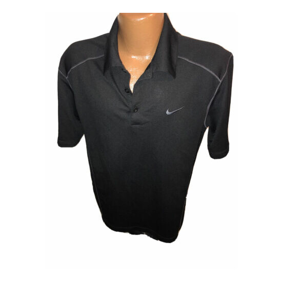 Nike Golf Dri Fit Black On Black Logo Polo Golf Shirt Size Large image {1}