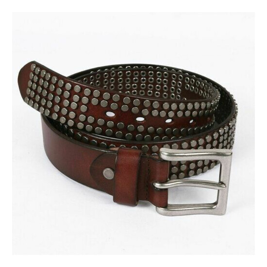 Men Hip Hop Style Antique Pin Buckle Belt Leather Men Casual Fashion Rivet Belts image {1}