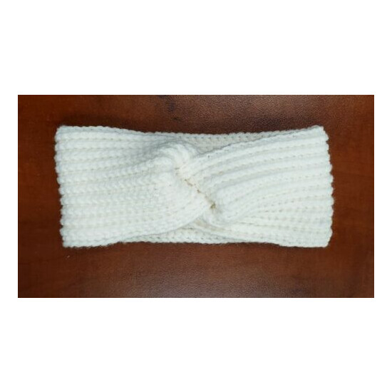 Crocheted White Toddler Size Ear Warmer Headband 17"  image {1}