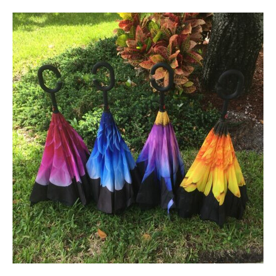 C-Handle Inverted Inside-Out/Upside Down/Reverse Opening Umbrella 20% Off image {3}