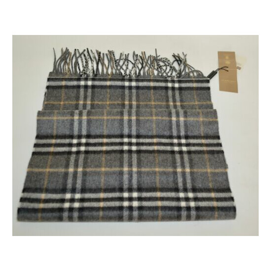  NWT BURBERRY GREY VINTAGE CHECK 100% CASHMERE SCARF image {6}