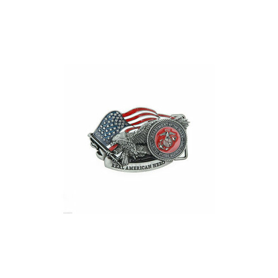 US Marine Corps American Hero USA Flag Eagle Metal Belt Buckle image {1}