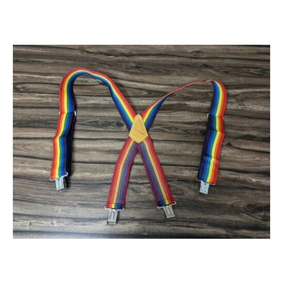 VTG McGuire Nicholas Rainbow Pride 2 Inch Wide Suspenders No. 113 Unisex LGBTQ  image {2}