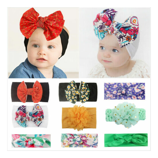 Fashion Multicolor Floral Print Knotted Elastic Baby Hair Accessories New image {1}