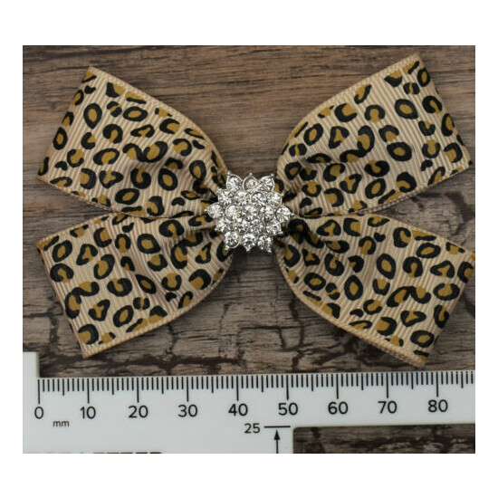 one piece Girls Handmade stunning Hair Bow with Alligator Clip Ribbon leopard image {1}