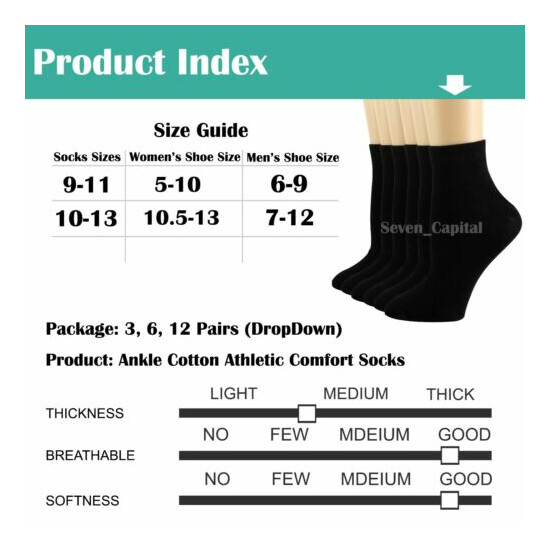 For Mens Womens Ankle Low Cut Quarter Cotton Athletic Sports Running Socks 9-13 image {3}