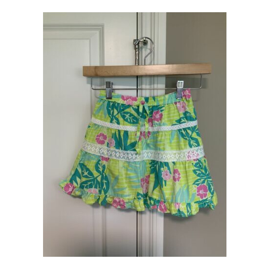 Lilly Pulitzer Kids Girls Youth Green Pink Colorful Skirt 6x image {1}