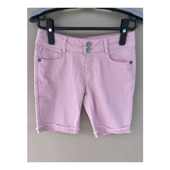 Imperial Star Girls Pink Denim Cotton Stretch Shorts Pockets Size 14 image {1}