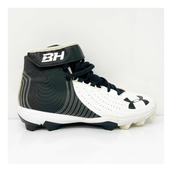 Under Armour Boys Harper 4 Mid RM 3022061-100 White Baseball Cleats Shoes Sz 6Y image {1}