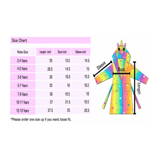 Soft Unicorn Hooded Bathrobe Sleepwear - Unicorn Gifts Loungewear(6-7year) image {4}