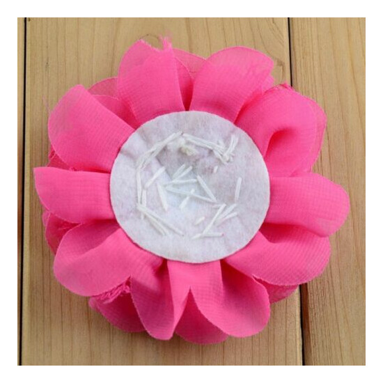50pcs Lace Shabby Chiffon Flower+Rhinestones Pearls For Headband Hair Accessory image {5}