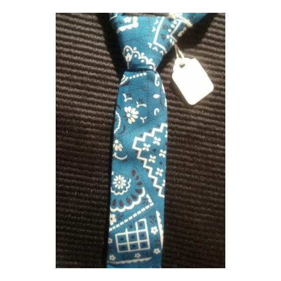 Laa Tee Daa Childrens Neck Tie Blue Floral Necktie 12" New Velcrw image {1}
