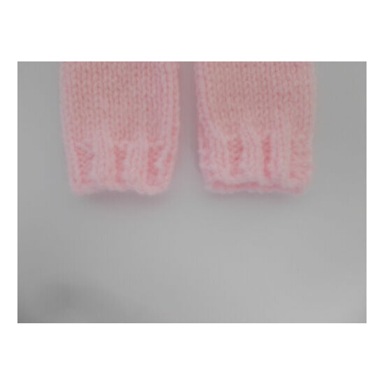 Hand Knitted Baby Mittens 0-3 Months Light Pink image {3}
