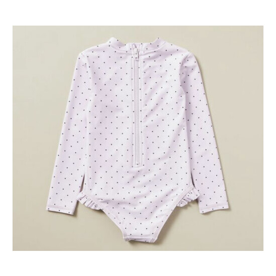 Girls size 6 Pink black dots Long sleeve zip Swimsuit bathers Target UPF50+ NEW image {2}