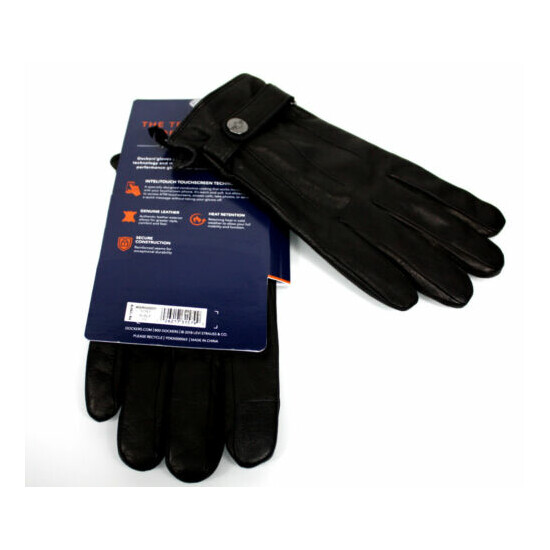 Dockers Mens LEATHER GLOVES - Heat Retention Lined - Touch Screen Black - LARGE image {2}