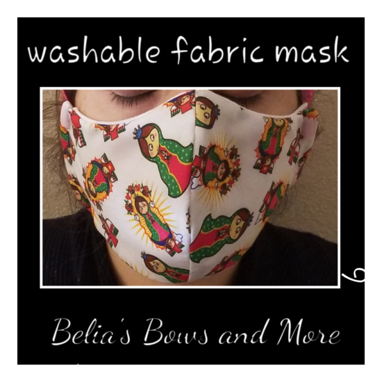 Nose wire Adult regular..La Virgen de Guadalupe Washable Fabric Mask with pocket image {1}