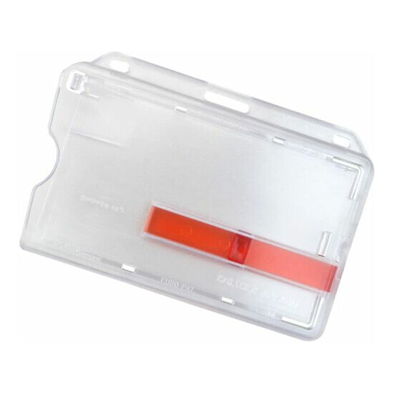 2 Pack - Rigid Horizontal Card Dispenser Badge Holder with Red Extractor Slide image {3}