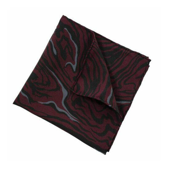 Vitaliano Pancaldi Merlot Grey Black 100% Silk Waves Hand Rolled Pocket Square image {2}