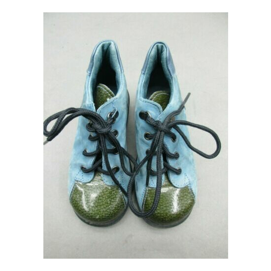 Micio Size 6 Baby Boy Lace Leather Blue/Green Made In Italy Ankle Boots 1h image {2}