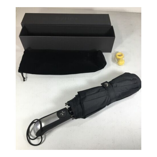 SYRINX Travel Umbrella BLACK Compact Folding Automatic, Gift Box Velvet Bag NEW  image {1}