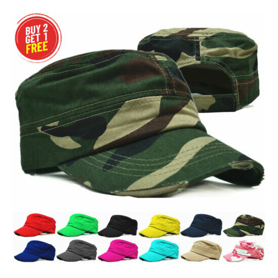 Summer Cadet Hat Army Castro Baseball Cap Military Distressed Cotton Camo Hats image {1}