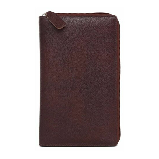 Leather Cheque Book Document Holder for Men Brown US  image {1}