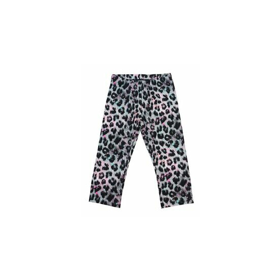 SO Grey Leopard Pattern Cotton Capri Leggings Big Girls Pants 6 image {1}
