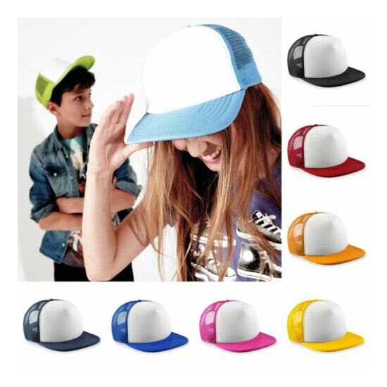 Childrens Kids Retro Snapback Mesh Trucker Cap Baseball Soft Cool Sun Hat Cap image {1}