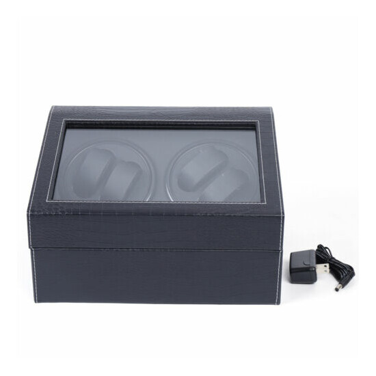4+6 Automatic Rotation Leather Watch Winder Storage Case Box Silent Motor Black image {3}