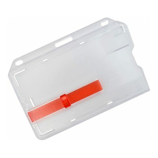 2 Pack - Rigid Horizontal Card Dispenser Badge Holder with Red Extractor Slide image {4}