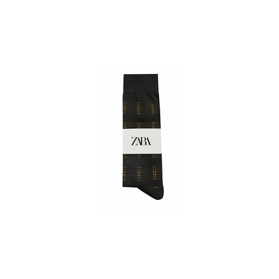 ZARA MAN Mens Luxury Black Striped Jacquard Socks > Medium UK 6-9 EU 40-43 image {1}
