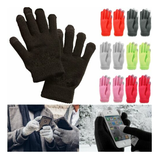 Mens Womens Winter Knit Touch Screen Thermal Insulated Finger Mitten Gloves Lot image {1}